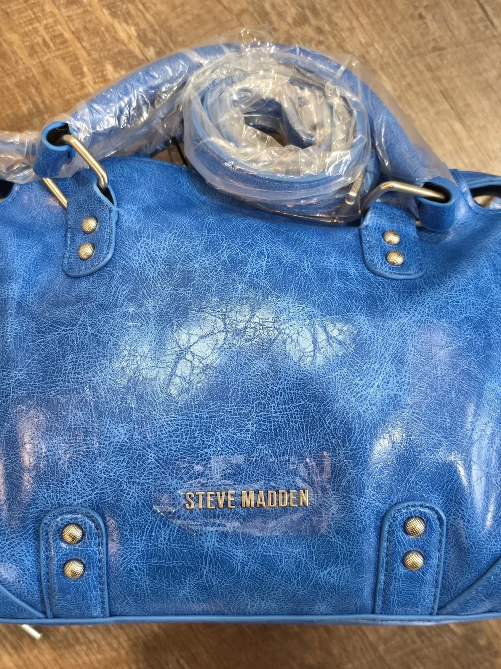 Steve Madden Blue Leather Satchel Bag - Picture 7 of 12